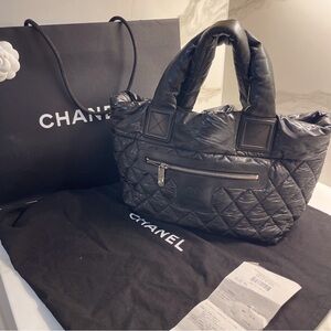 CHANEL Black Quilted Tote Bag